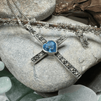Marcasite Celtic Cross Necklace - Amethyst