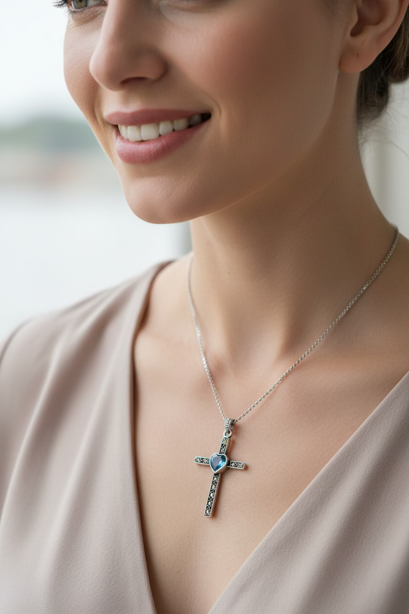 Marcasite  Celtic Cross Necklace