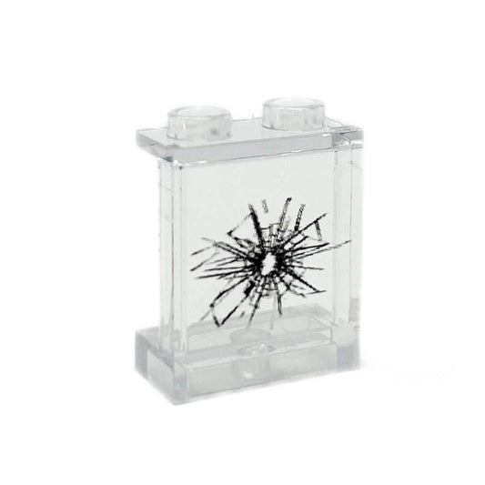 Window with Large Cracked Hole #1 - Custom Printed LEGO 1x2x2 Panel, B3 Customs - 