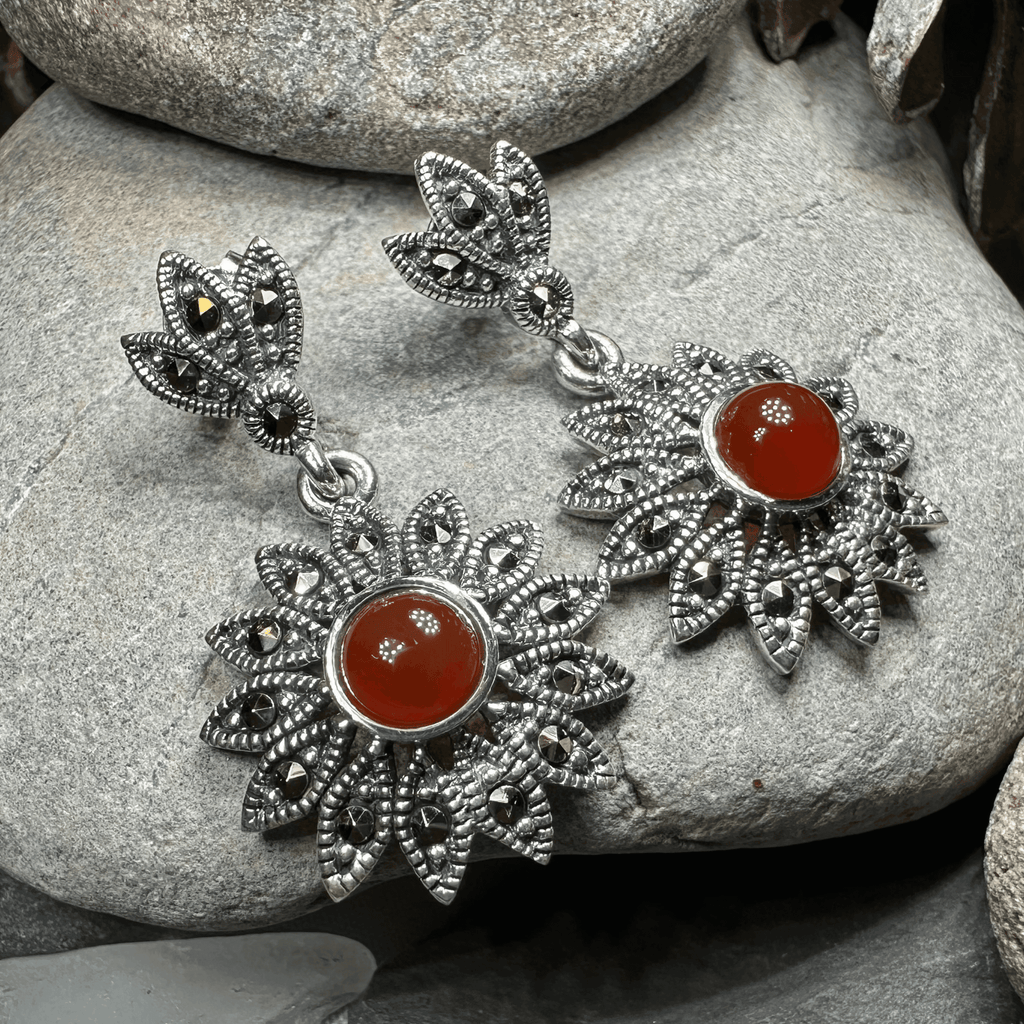 Serene Marcasite Flower Earrings - 