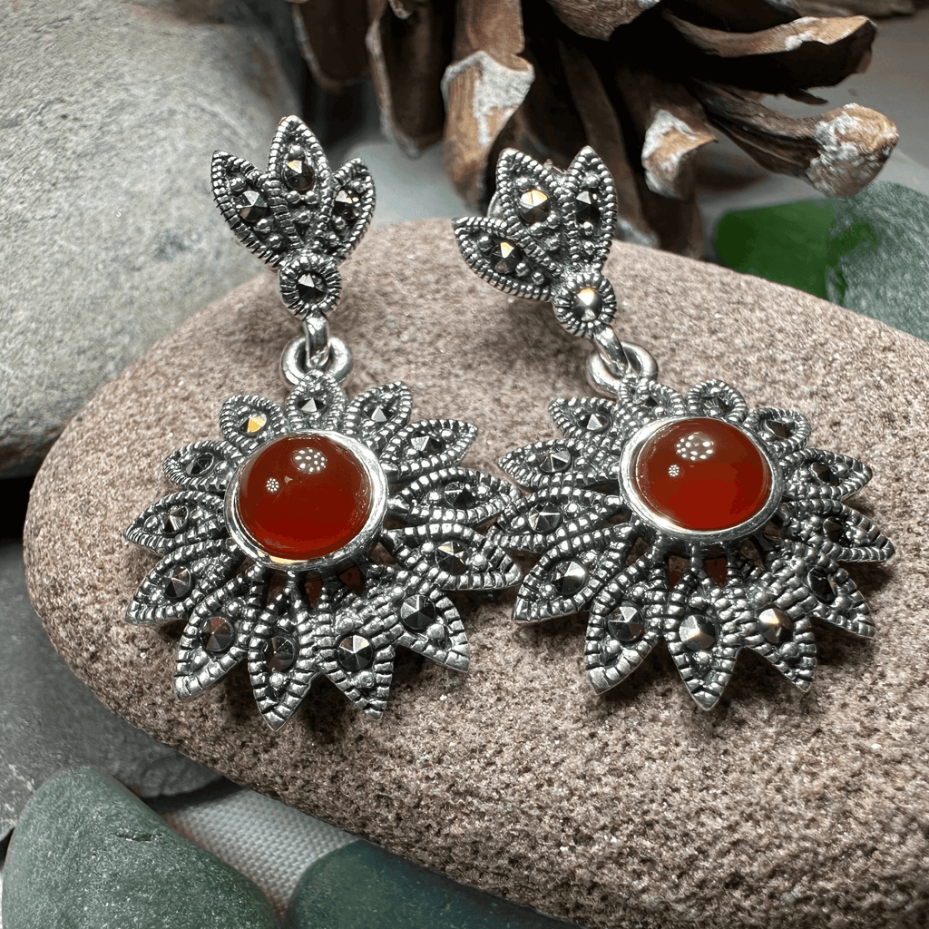 Serene Marcasite Flower Earrings - 