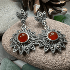Serene Marcasite Flower Earrings - 