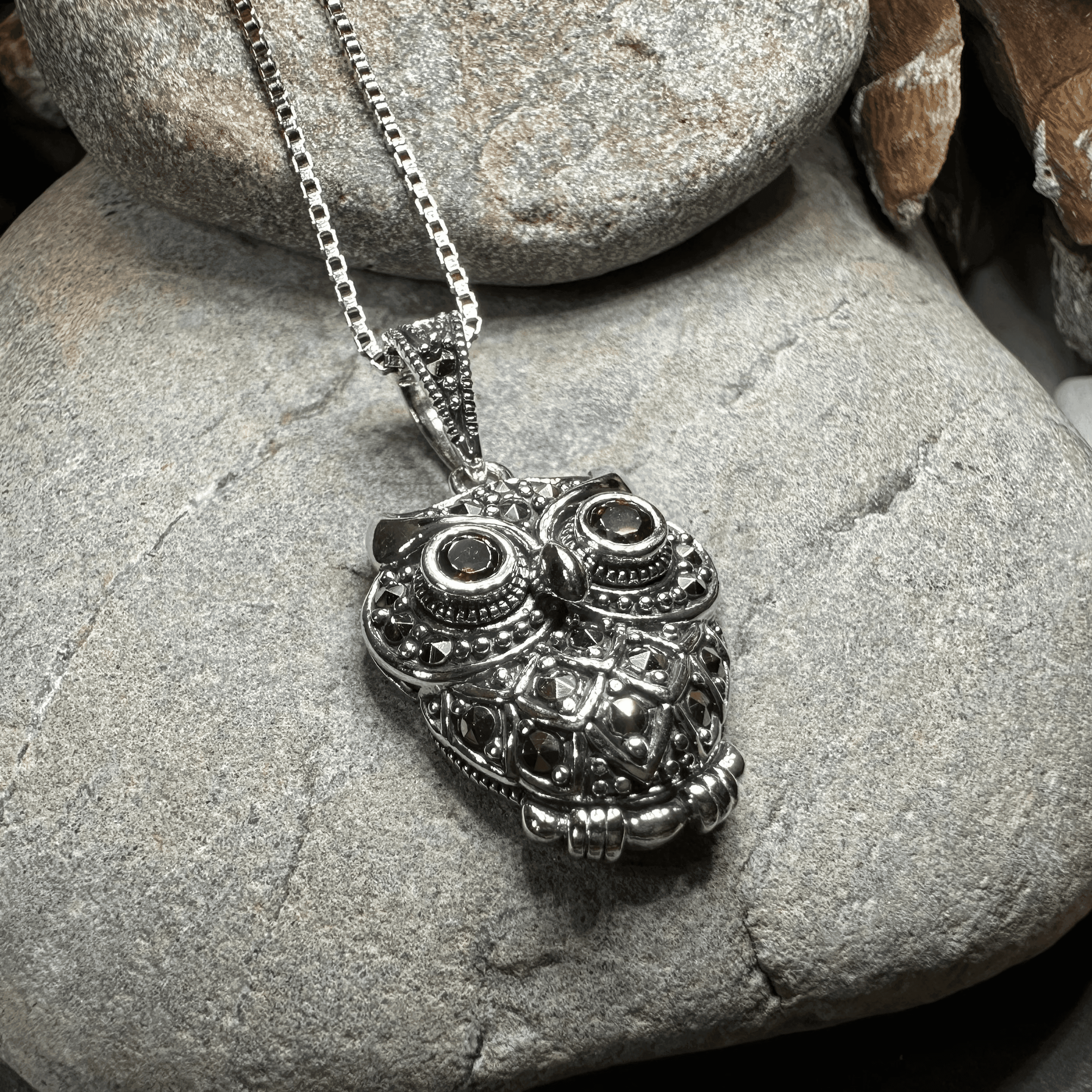 Halloway Marcasite Owl Necklace - 