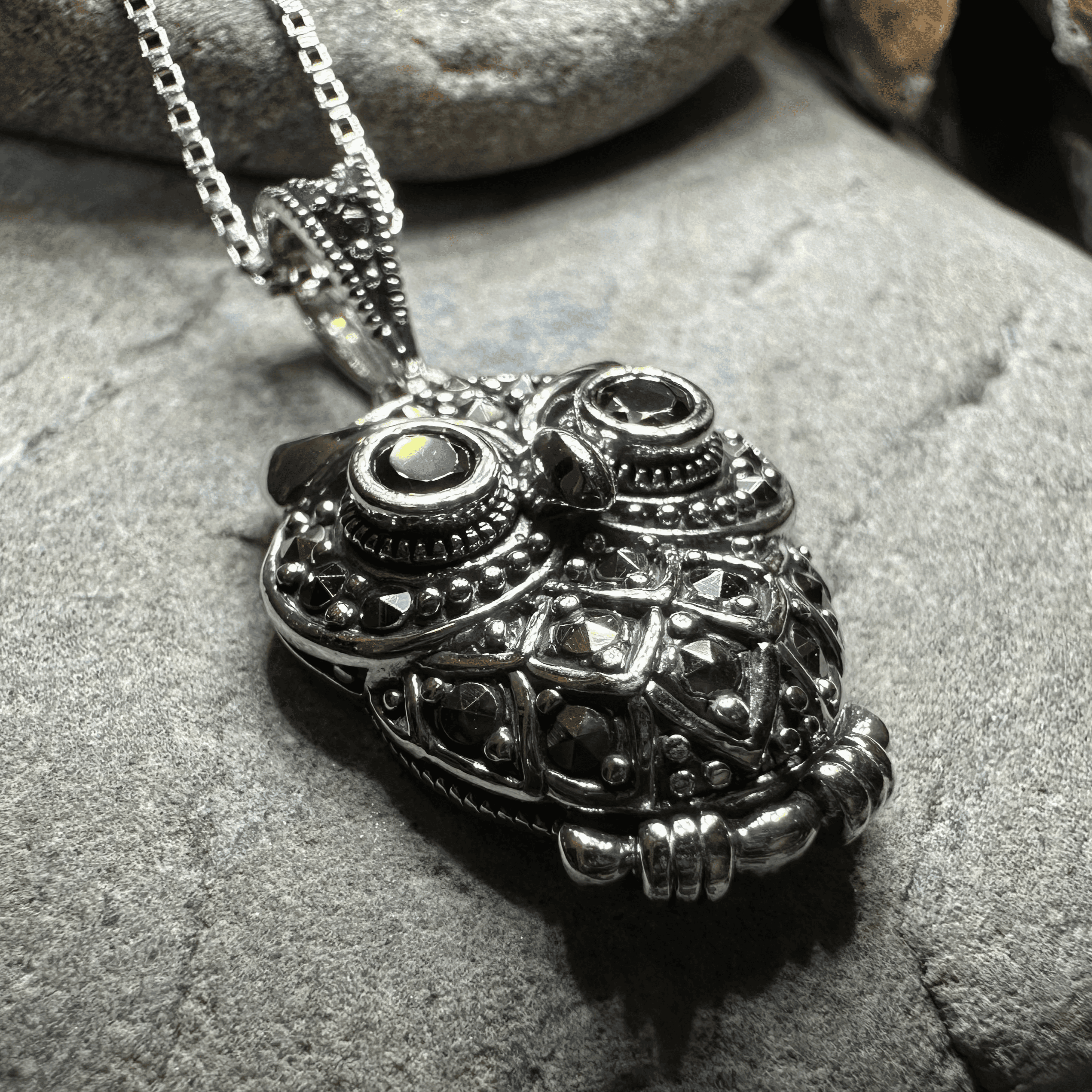 Halloway Marcasite Owl Necklace - 