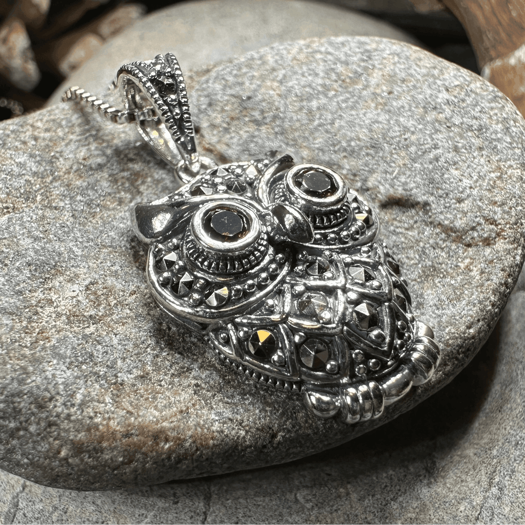 Halloway Marcasite Owl Necklace - 
