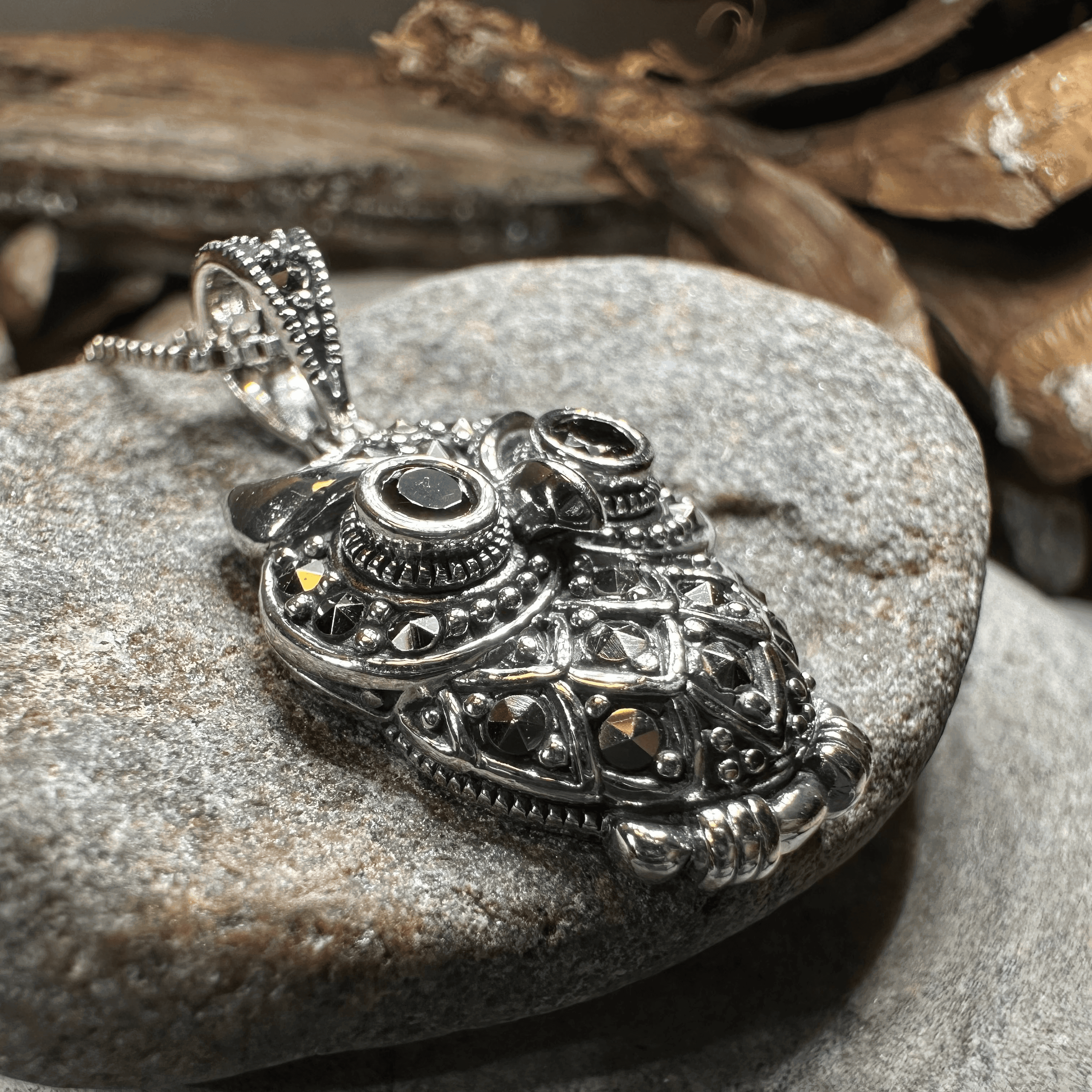 Halloway Marcasite Owl Necklace - 