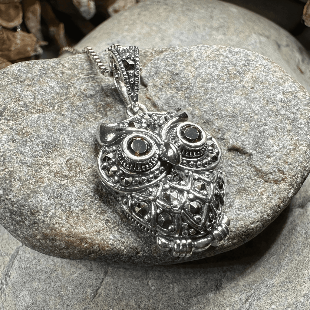 Halloway Marcasite Owl Necklace - 