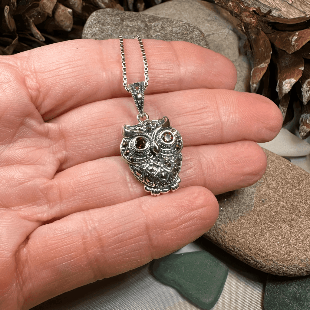 Halloway Marcasite Owl Necklace - 