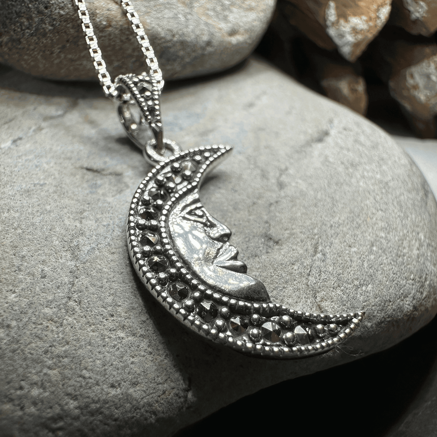 Marcasite Moon Dreamer Necklace - 18