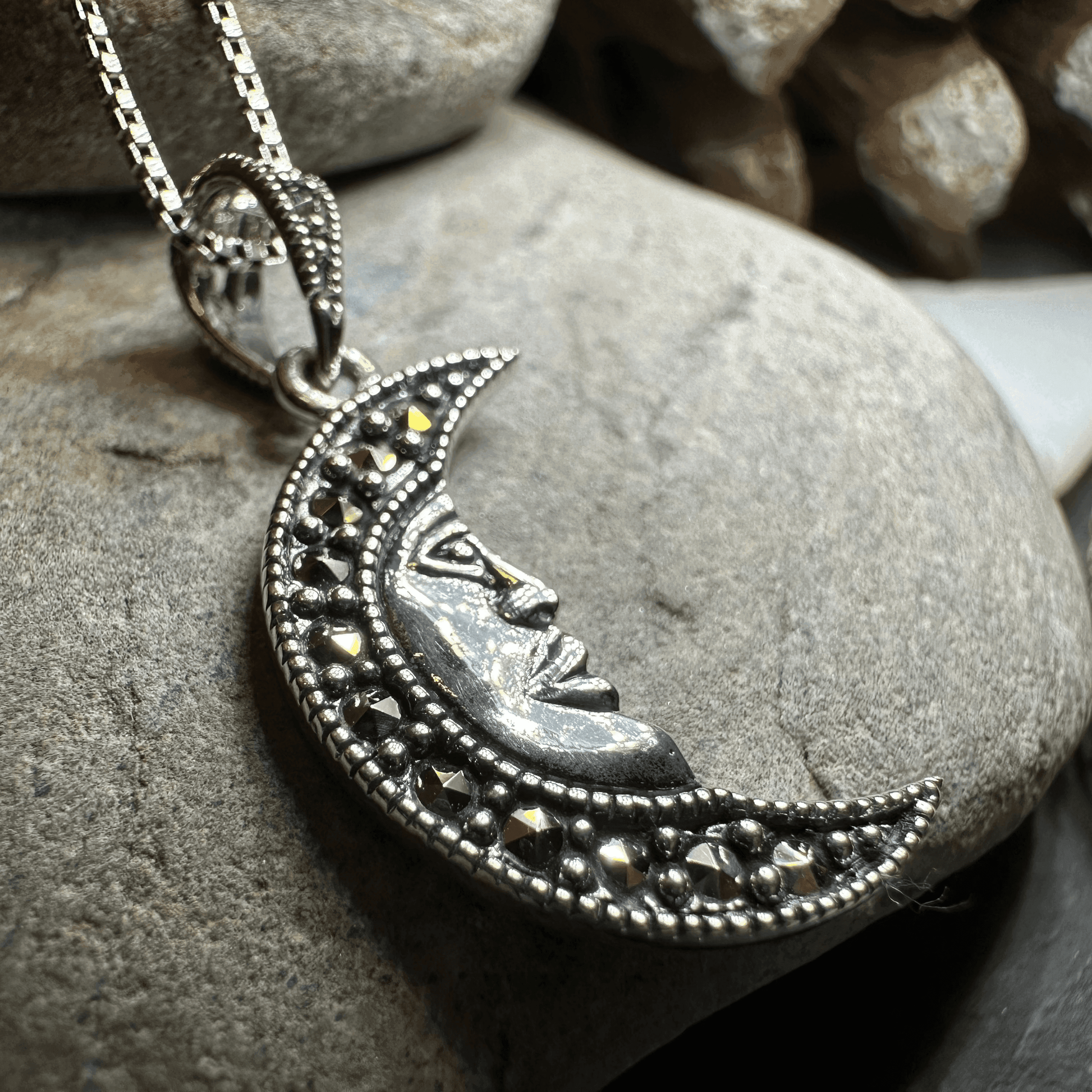 Marcasite Moon Dreamer Necklace - 18