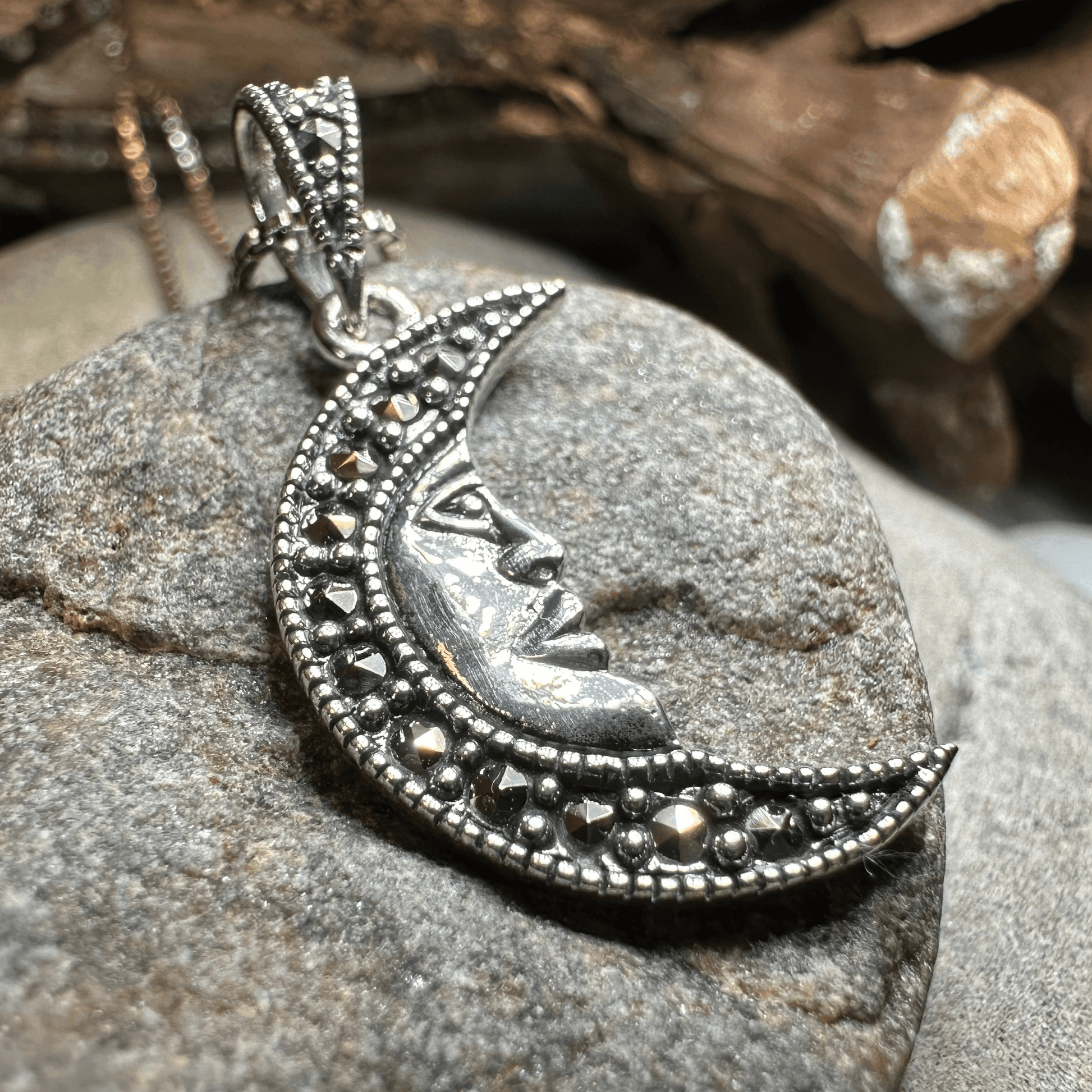 Marcasite Moon Dreamer Necklace - 18