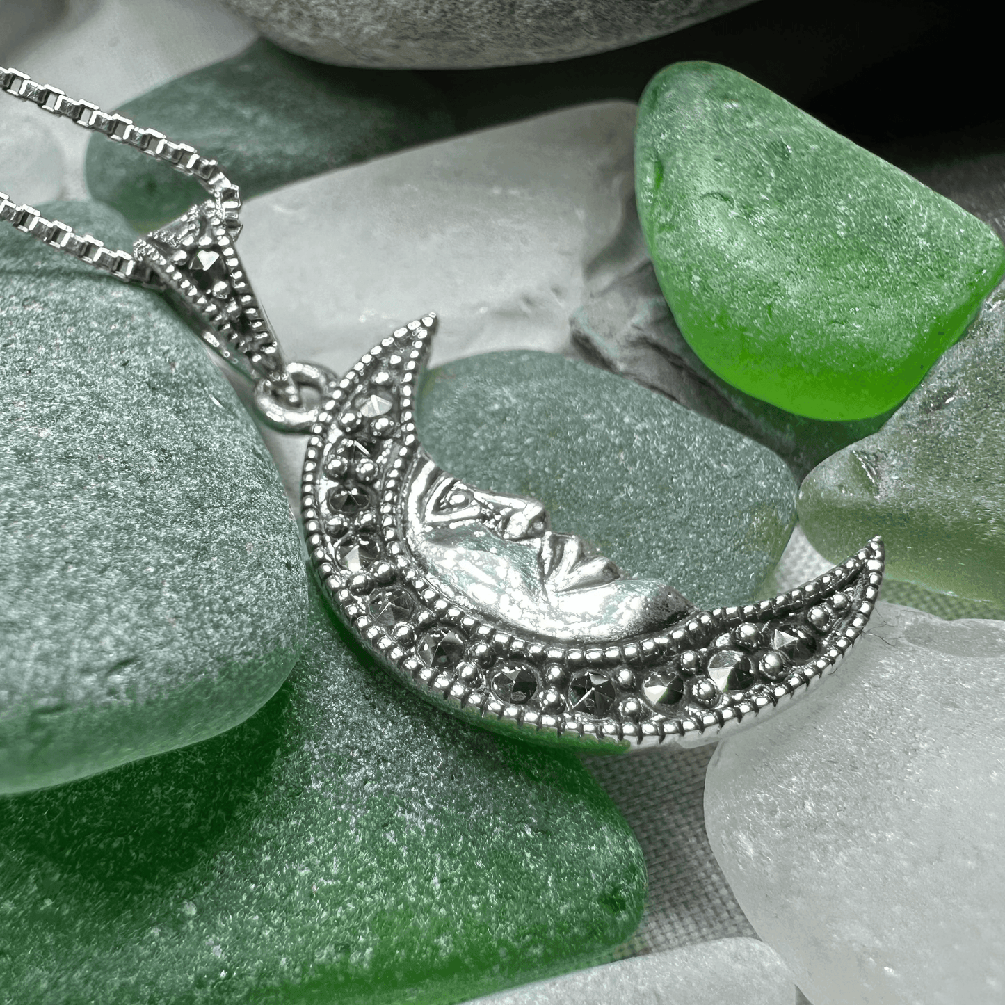 Marcasite Moon Dreamer Necklace - 18