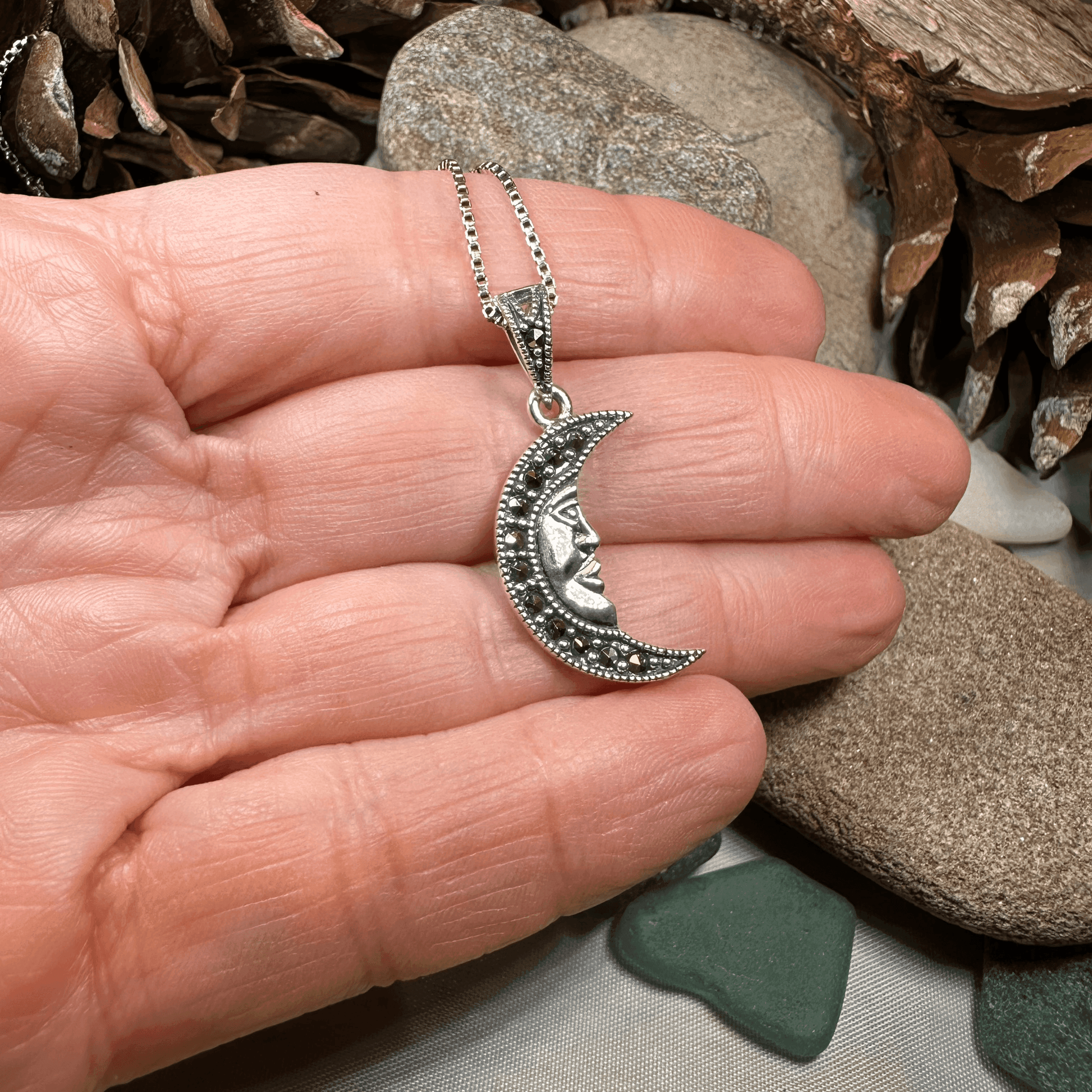 Marcasite Moon Dreamer Necklace - 18