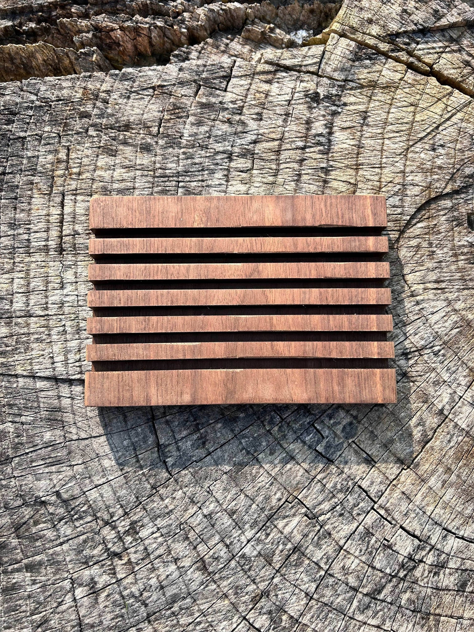 Card Holding Tray/Challenge Coin Display - Walnut