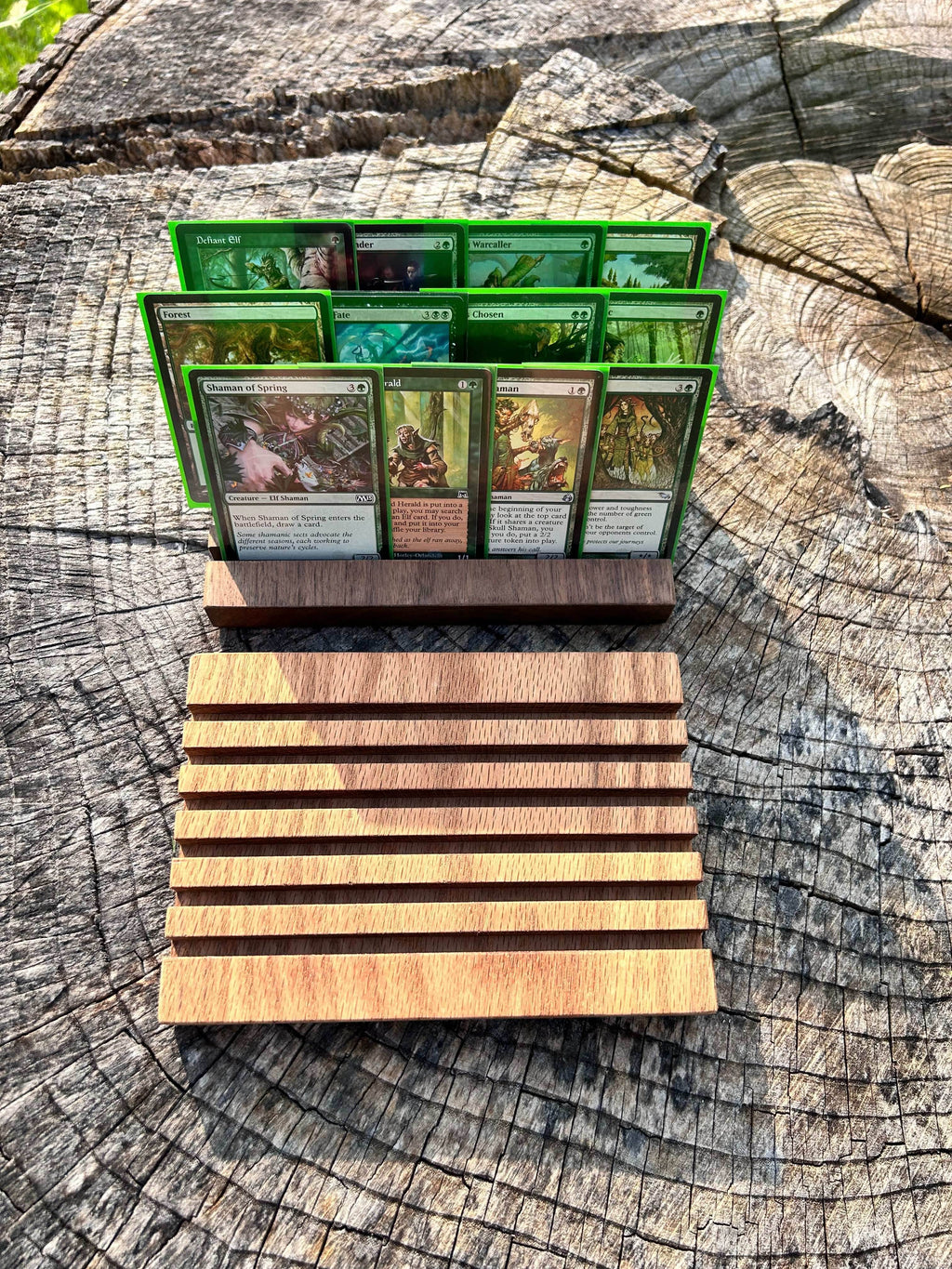 Card Holding Tray/Challenge Coin Display - Walnut