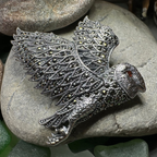Breena Marcasite Owl Necklace & Brooch