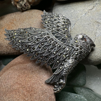 Breena Marcasite Owl Necklace & Brooch