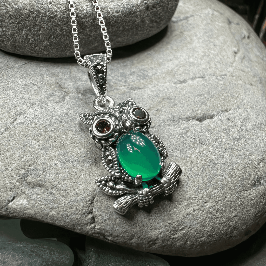 Emerald Aura Owl Necklace - 18