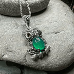 Emerald Aura Owl Necklace - 18