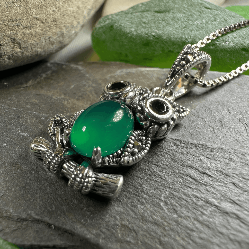 Emerald Aura Owl Necklace - 18