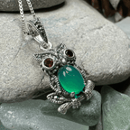 Emerald Aura Owl Necklace - 18