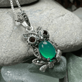 Emerald Aura Owl Necklace - 18