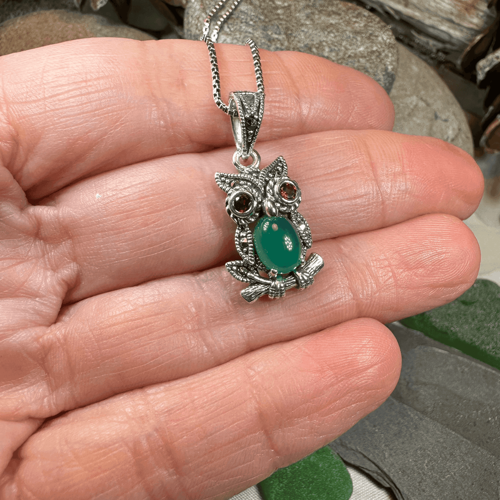 Emerald Aura Owl Necklace - 18