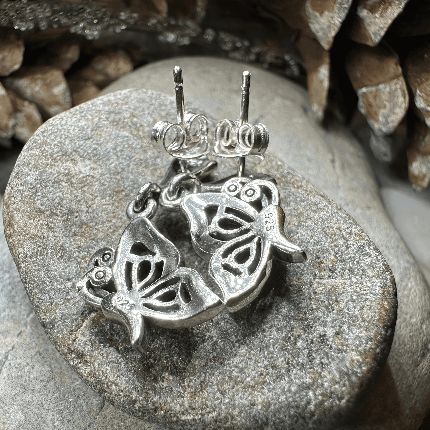 Summer Elegance Butterfly Earrings - Green Agate