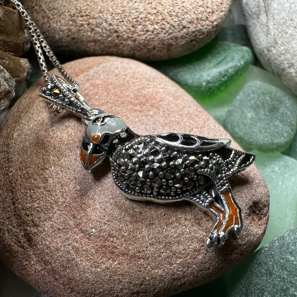 Coastal Puffin Marcasite Necklace