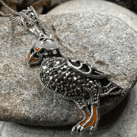 Coastal Puffin Marcasite Necklace - 
