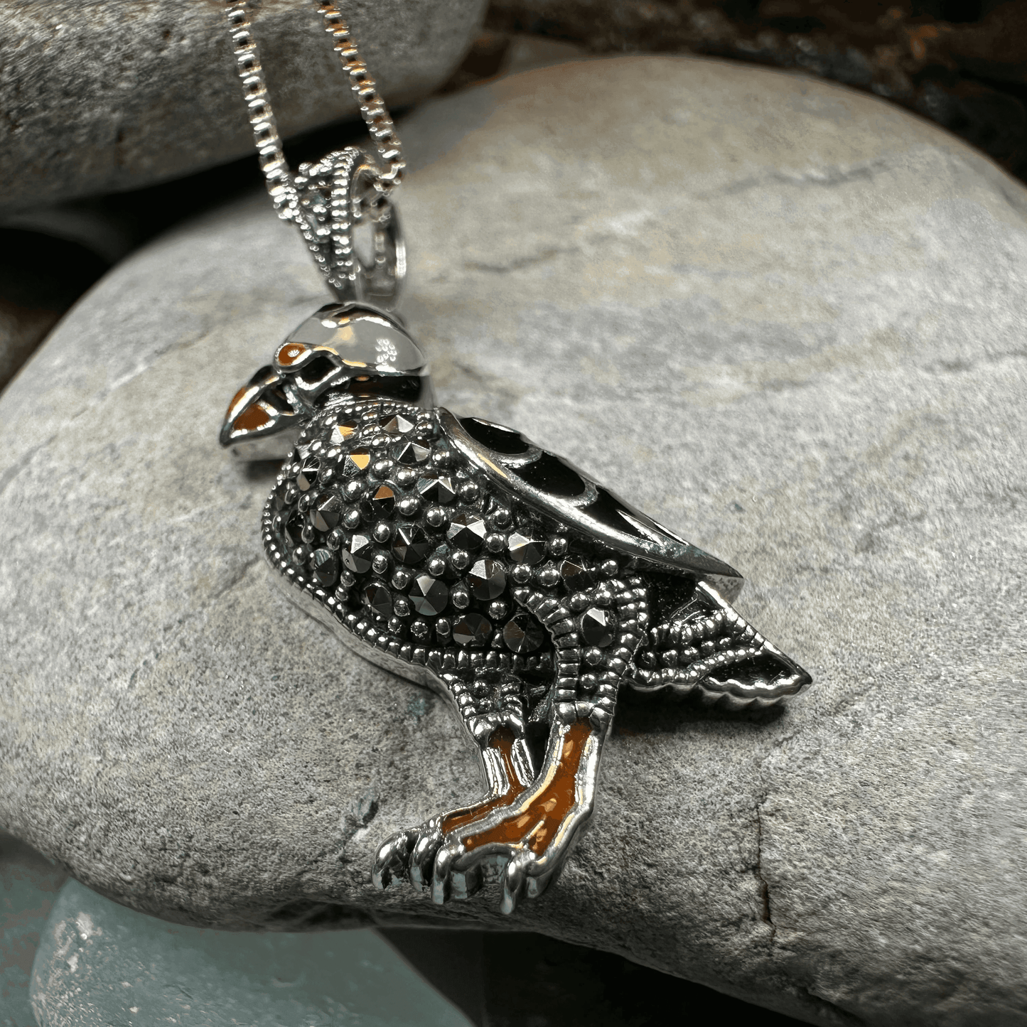 Coastal Puffin Marcasite Necklace - 