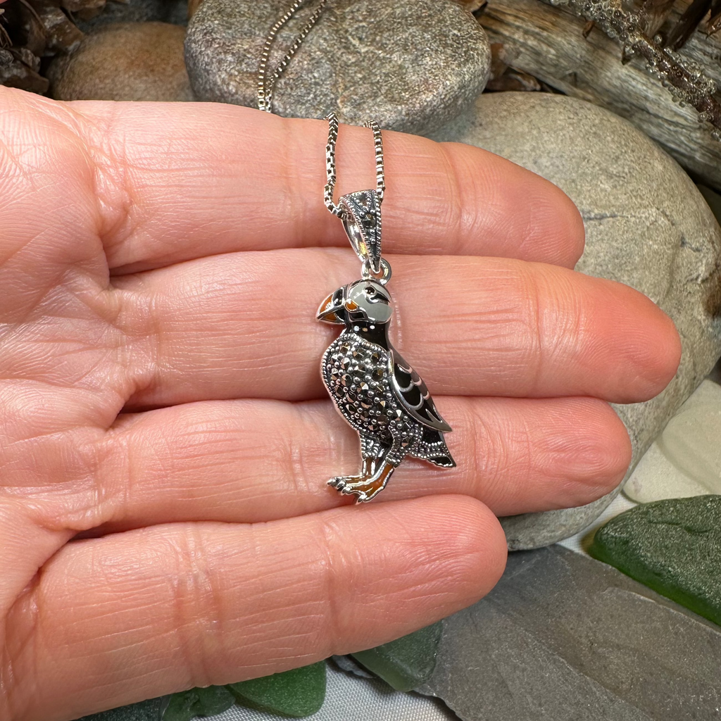 Coastal Puffin Marcasite Necklace