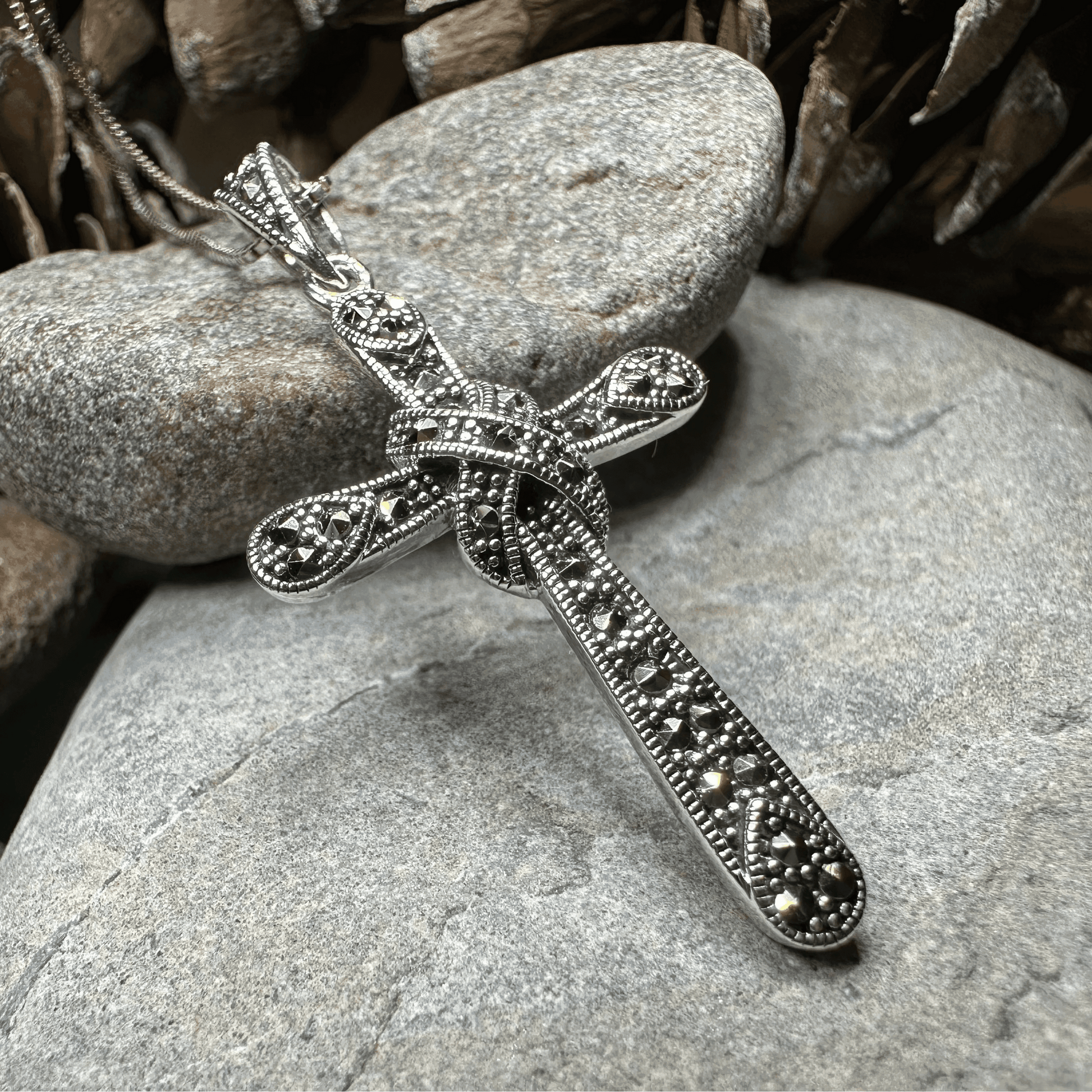 Brenna Marcasite Cross Necklace - 18