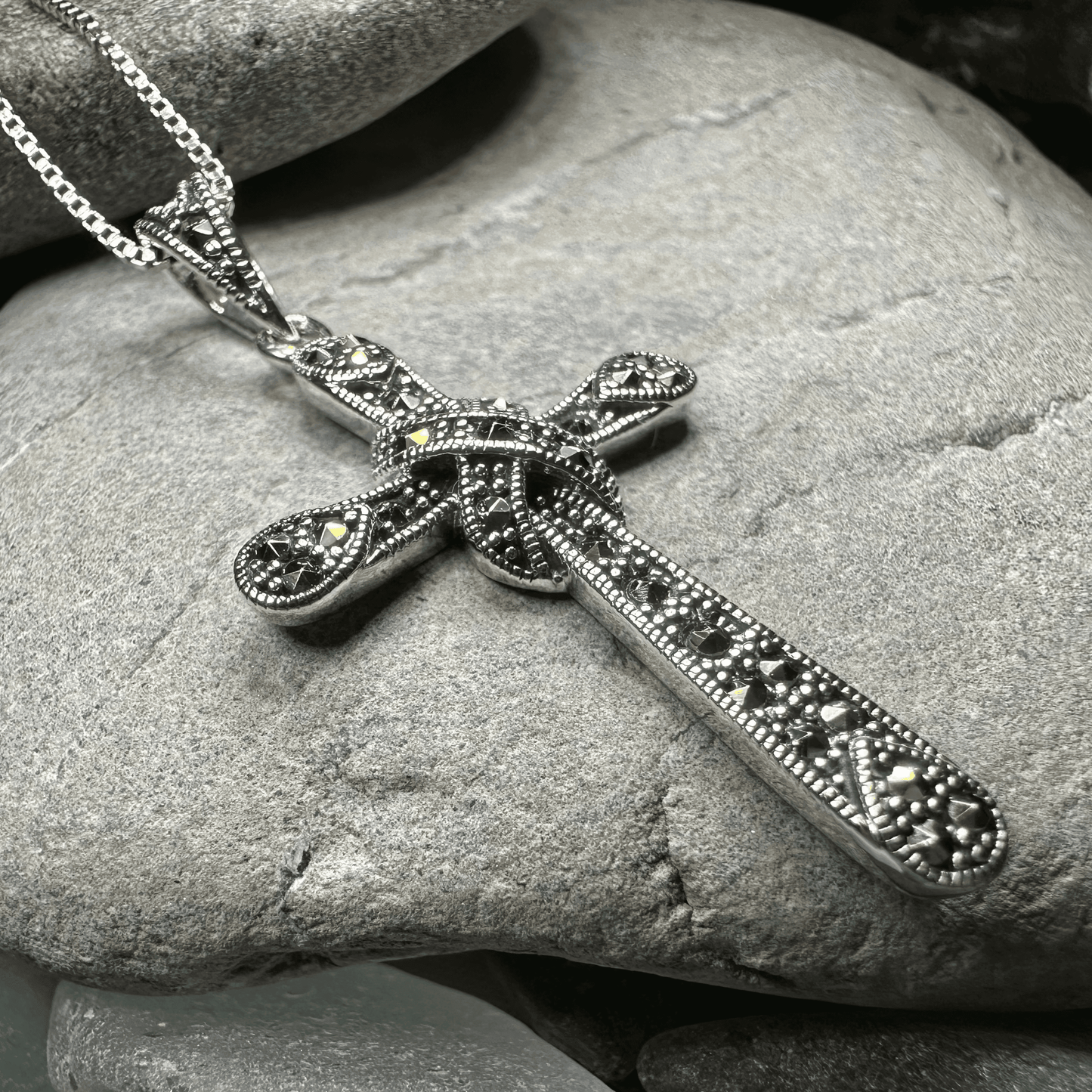 Brenna Marcasite Cross Necklace - 18