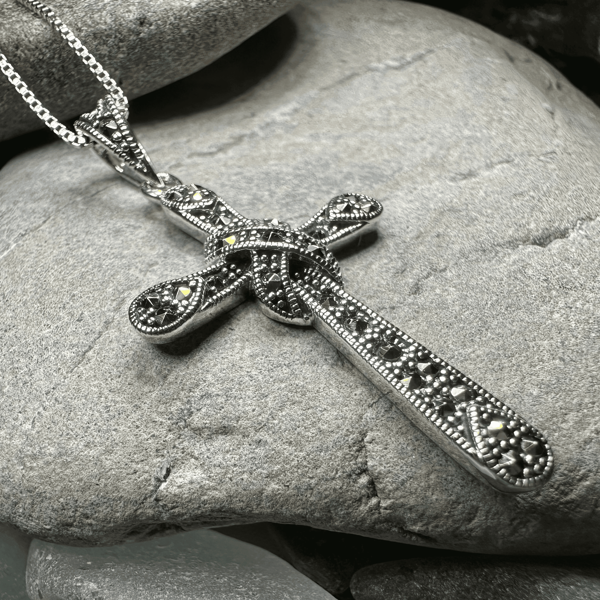 Brenna Marcasite Cross Necklace - 18