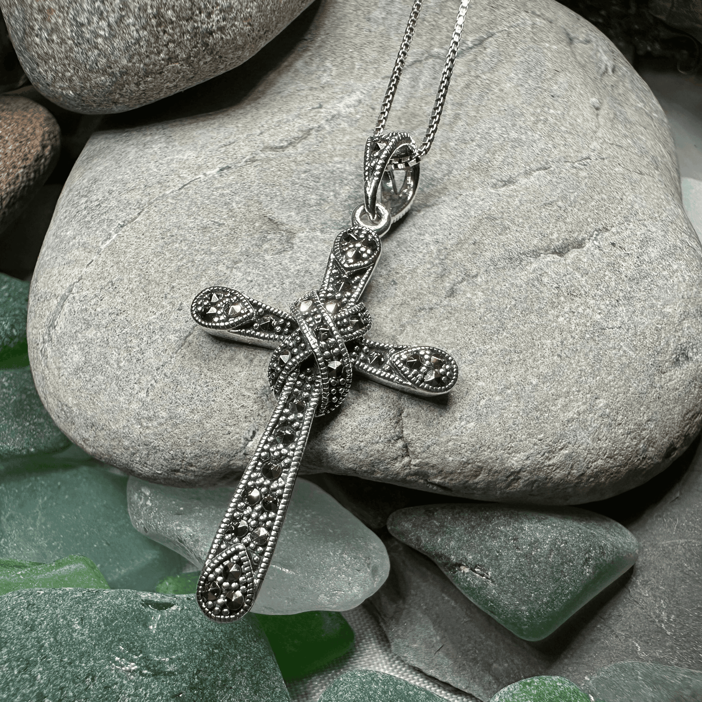 Brenna Marcasite Cross Necklace - 18