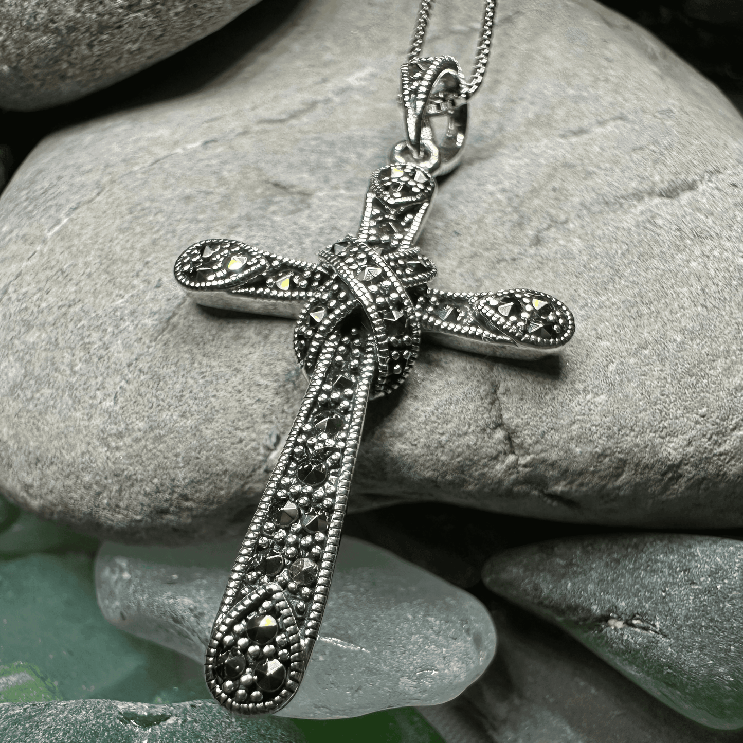 Brenna Marcasite Cross Necklace - 18