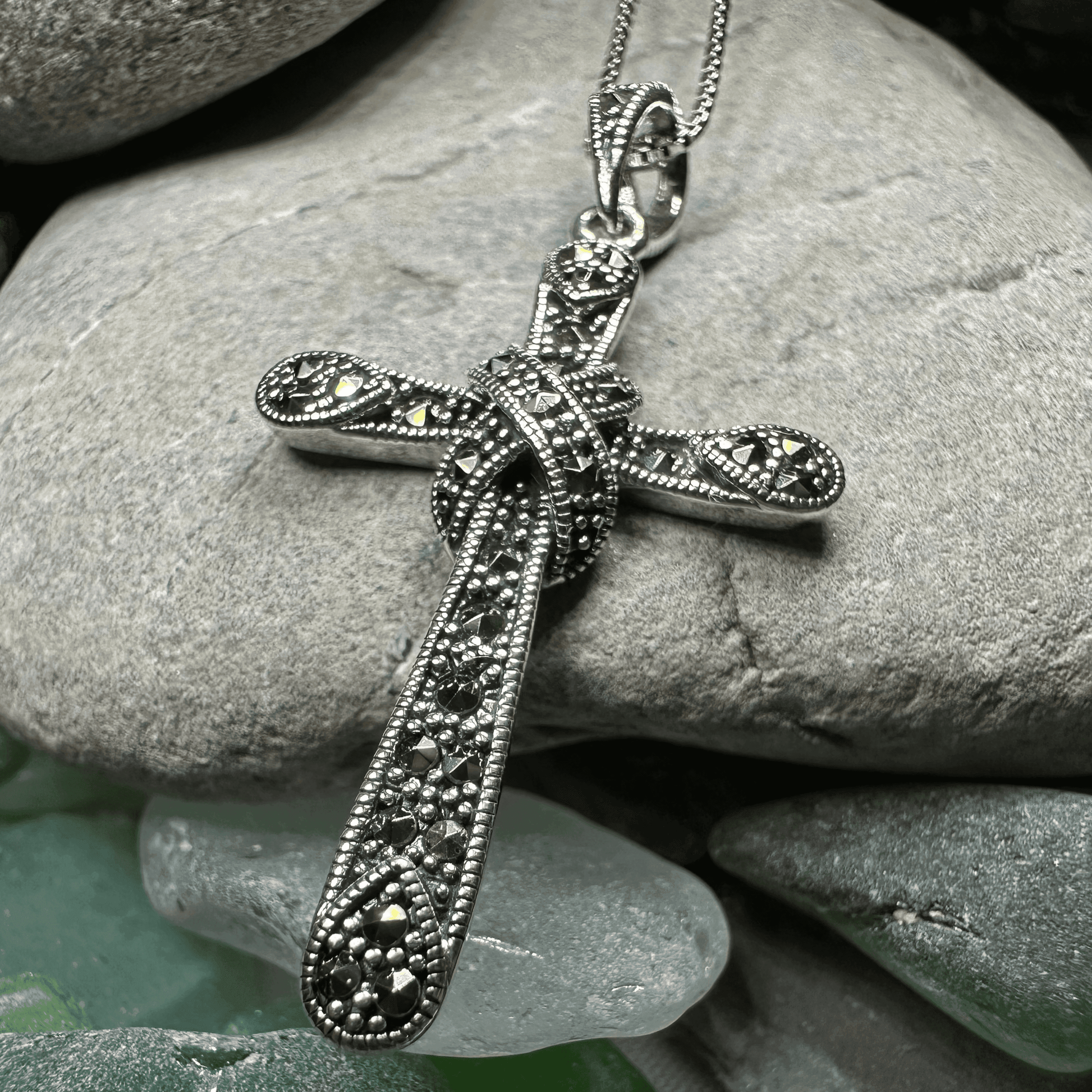 Brenna Marcasite Cross Necklace - 18