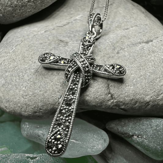 Brenna Marcasite Cross Necklace - 18