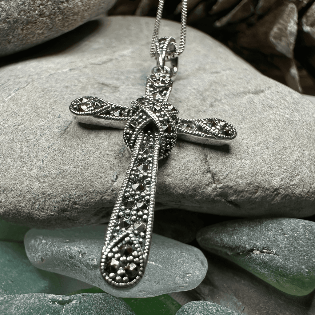 Brenna Marcasite Cross Necklace - 18