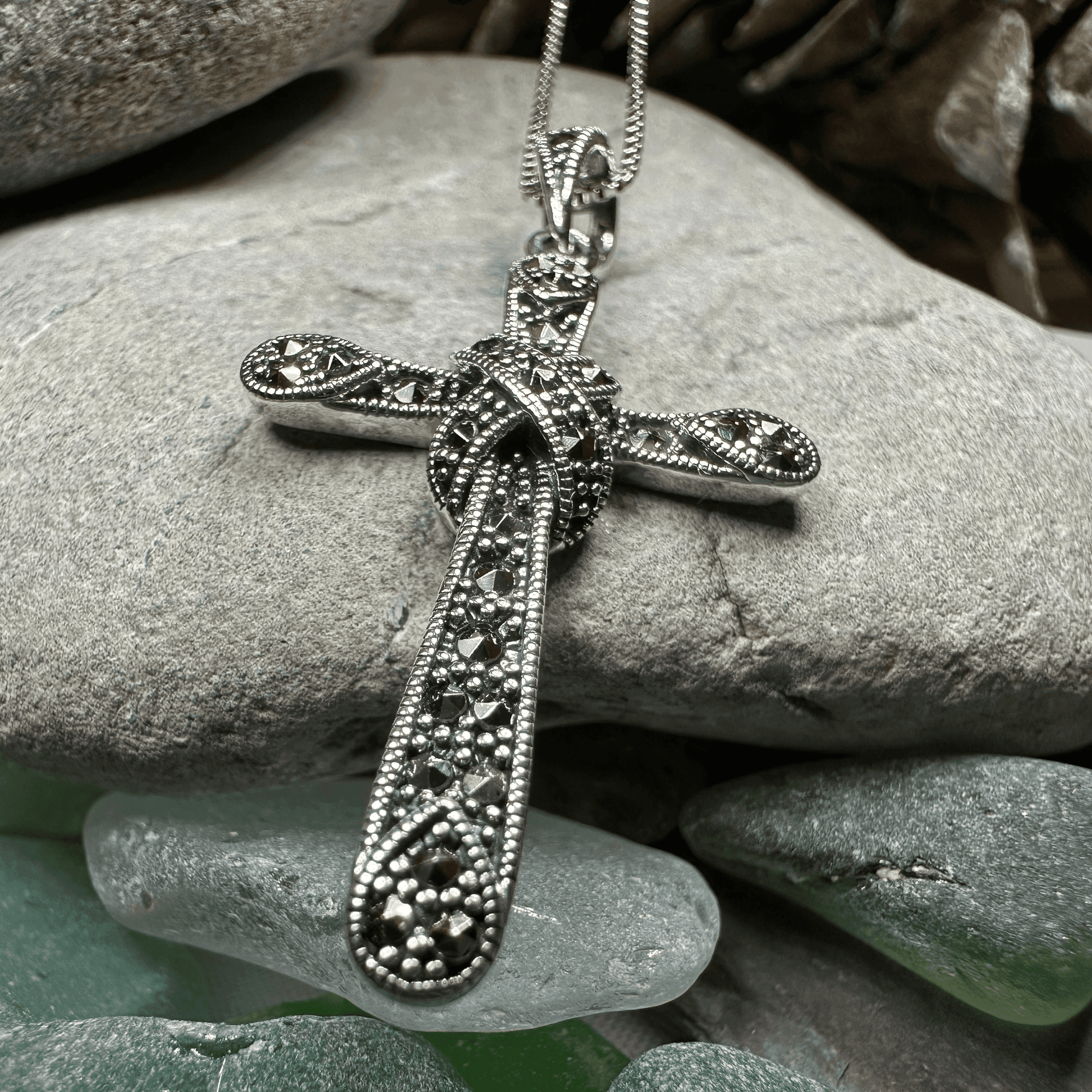 Brenna Marcasite Cross Necklace - 18