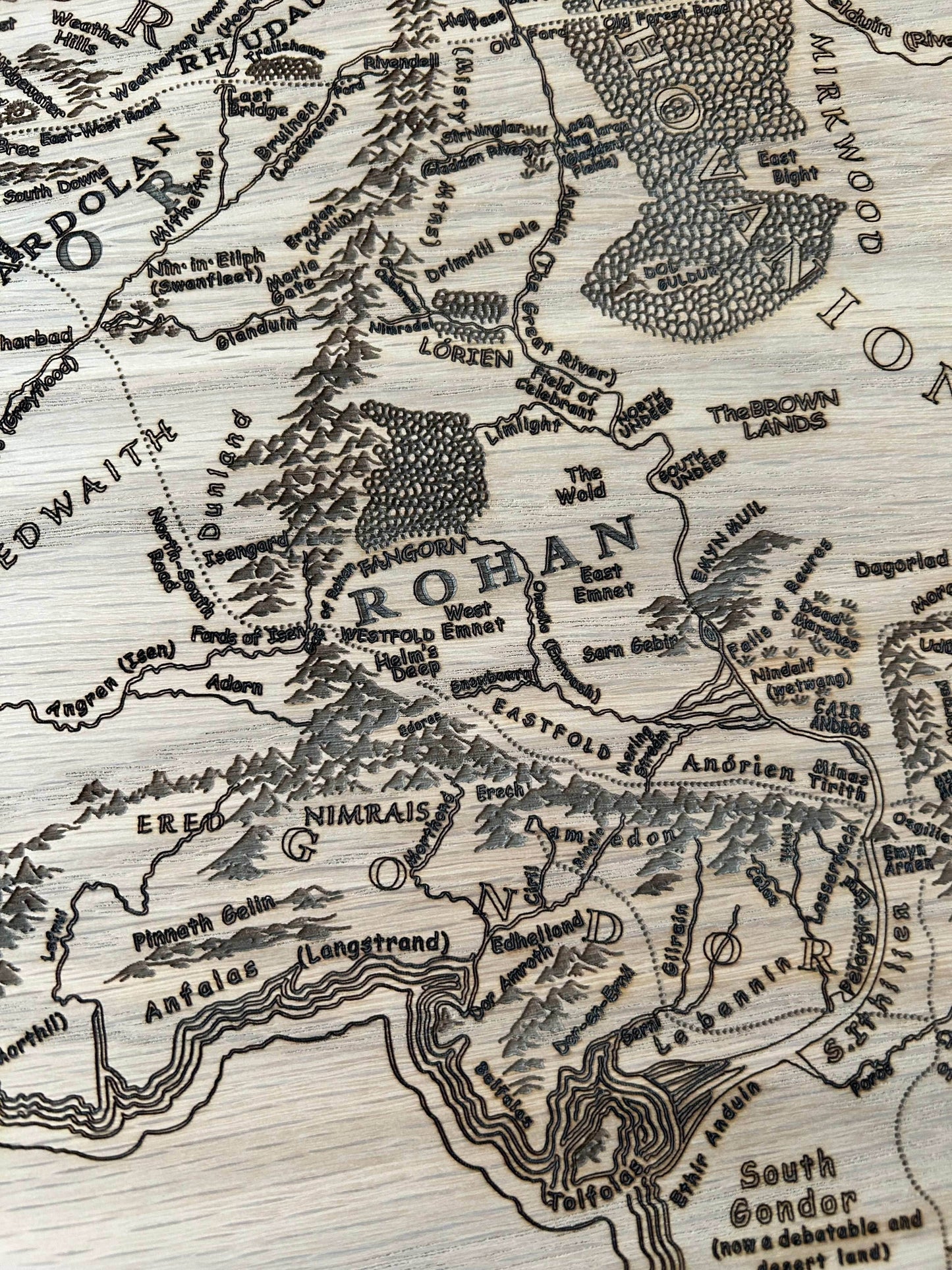 Lord of the Rings Map | Middle Earth - No / Oak (includes random wood grain)
