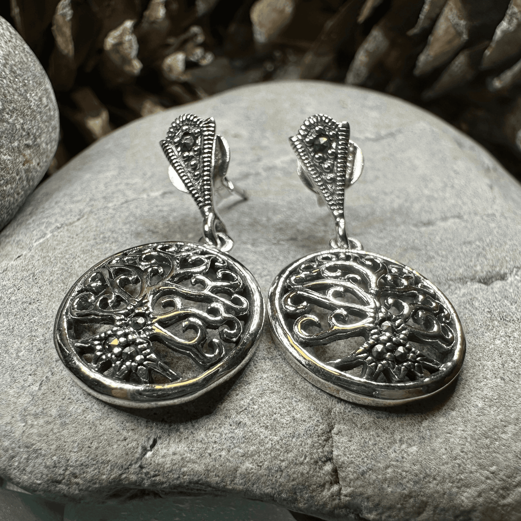 Marcasite Tree of Life Earrings - 