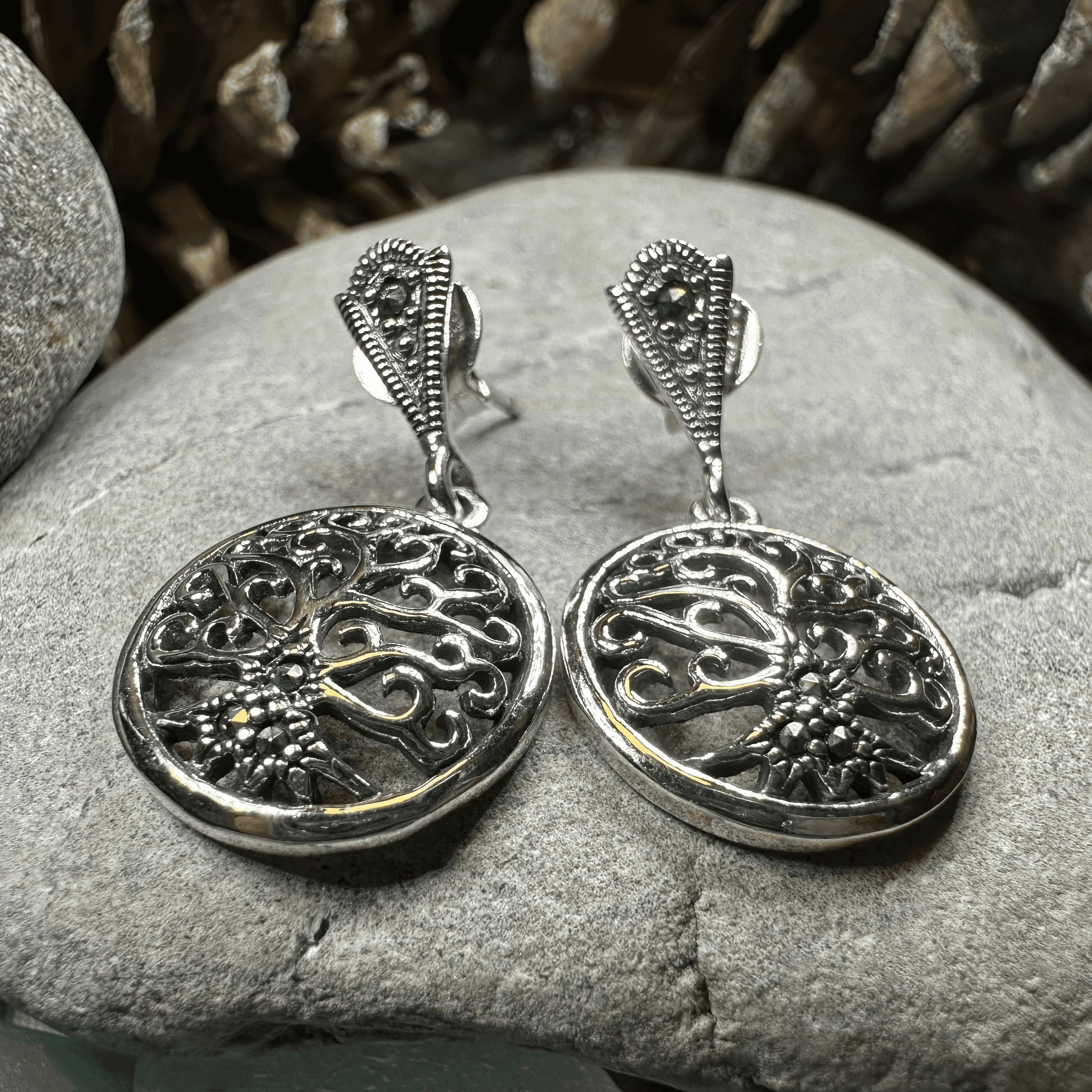 Marcasite Tree of Life Earrings - 