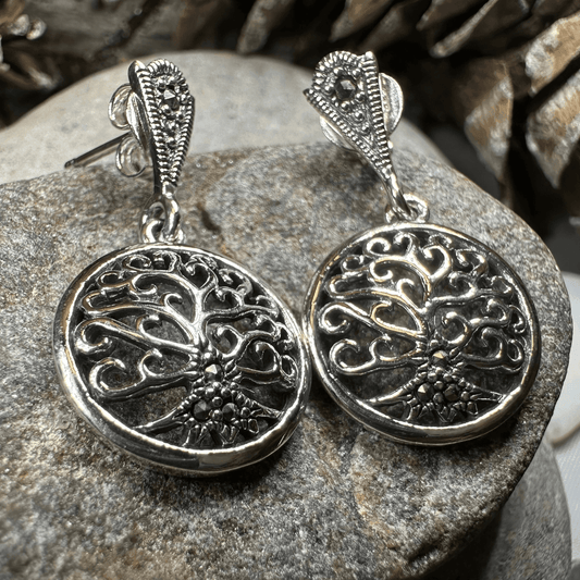 Marcasite Tree of Life Earrings - 