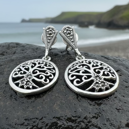 Marcasite Tree of Life Earrings