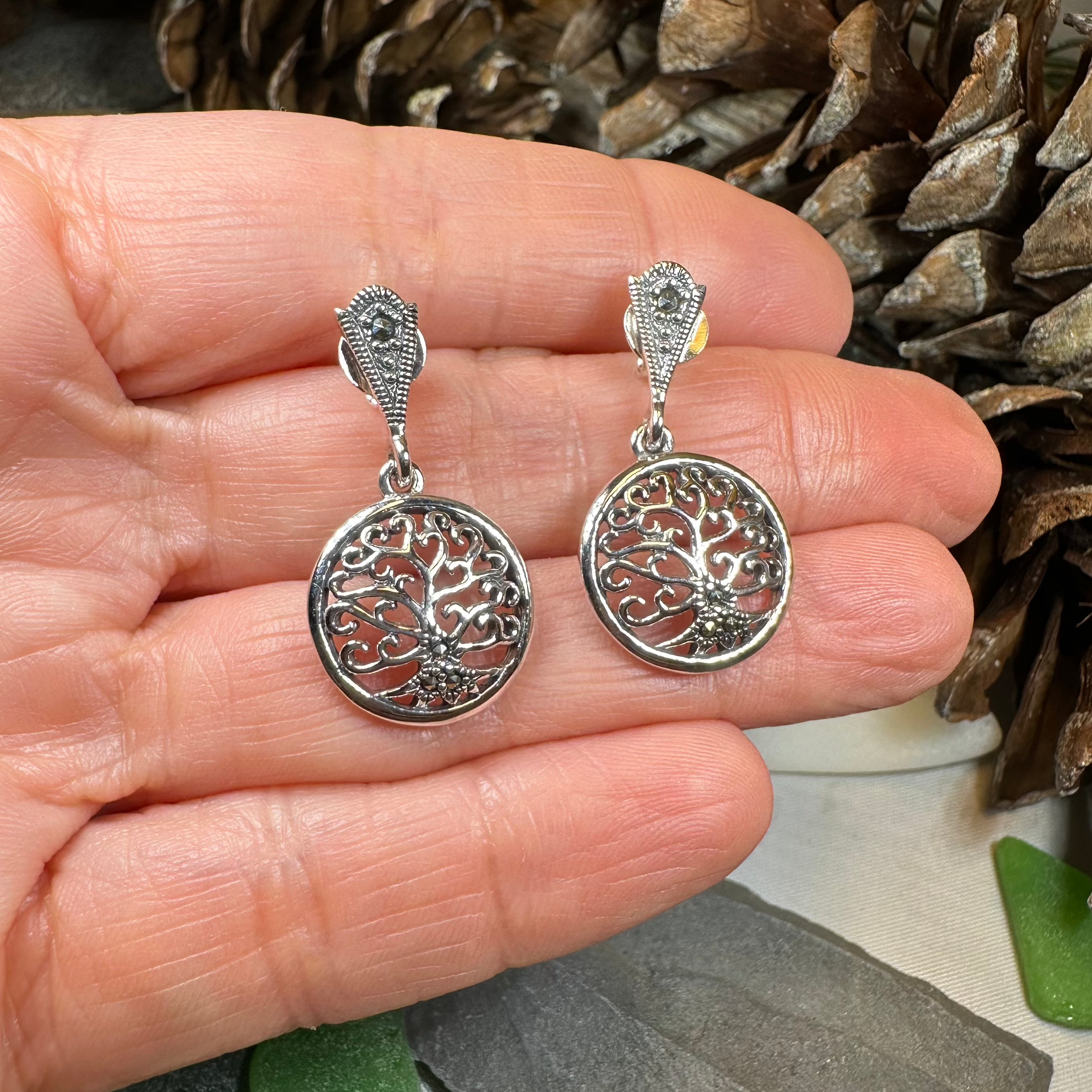 Marcasite Tree of Life Earrings