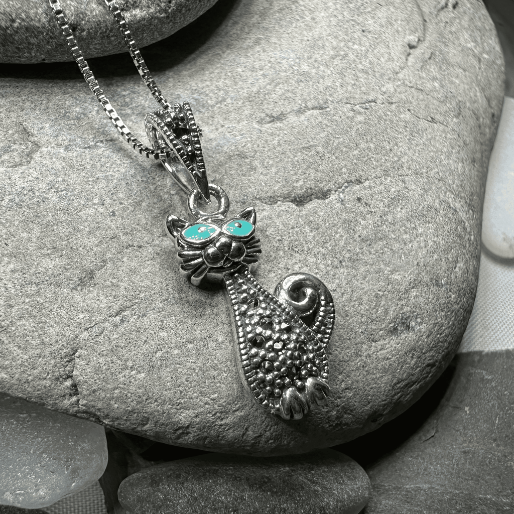 Sophisticated Marcasite Cat Necklace - 18