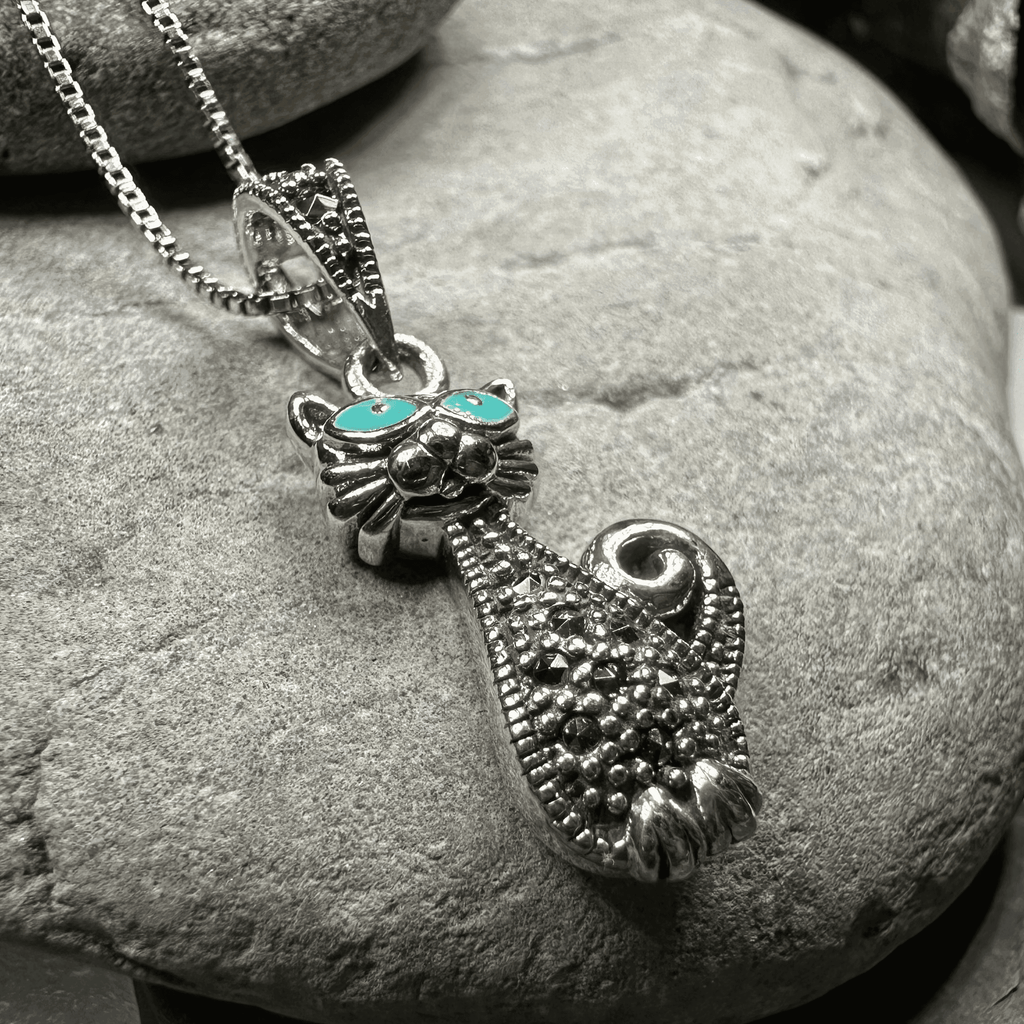 Sophisticated Marcasite Cat Necklace - 18