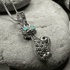 Sophisticated Marcasite Cat Necklace - 18